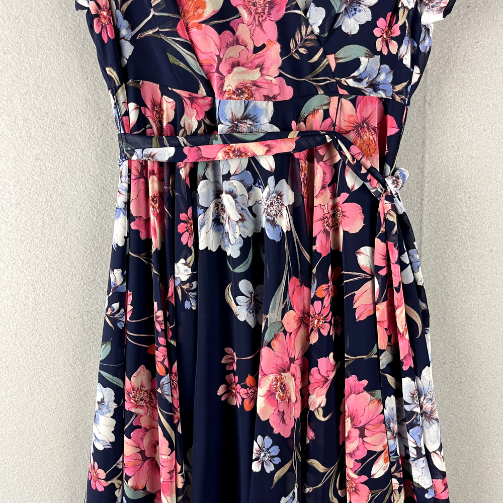 Eliza J Obi Dress Womens 4 Pink Blue Floral High Low Flowy Feminine Romantic - Picture 4 of 16